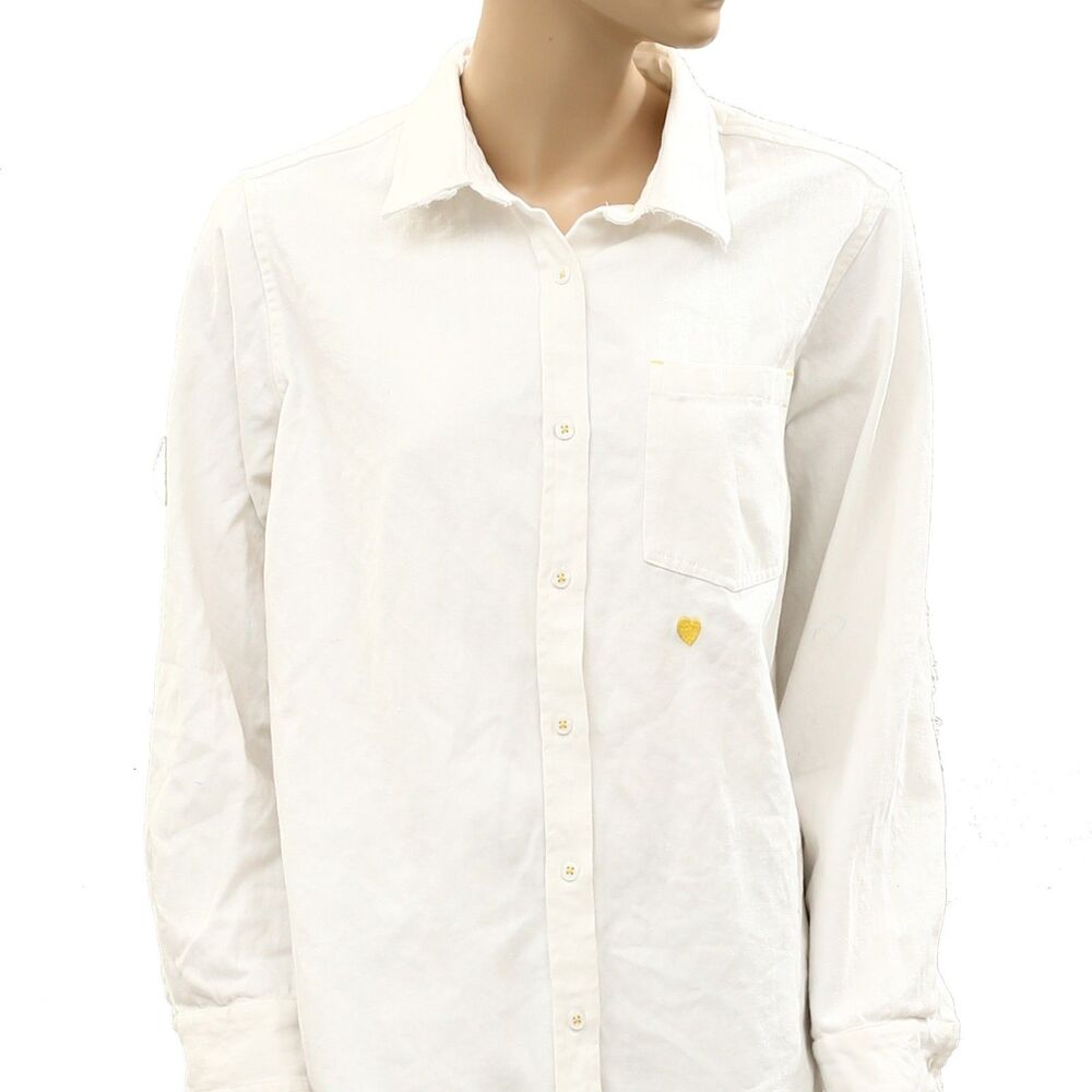 Kerri Rosenthal Mia Shirt Quilted Patch Shirt Top Buttondown Cotton L 287852 - Picture 2 of 5